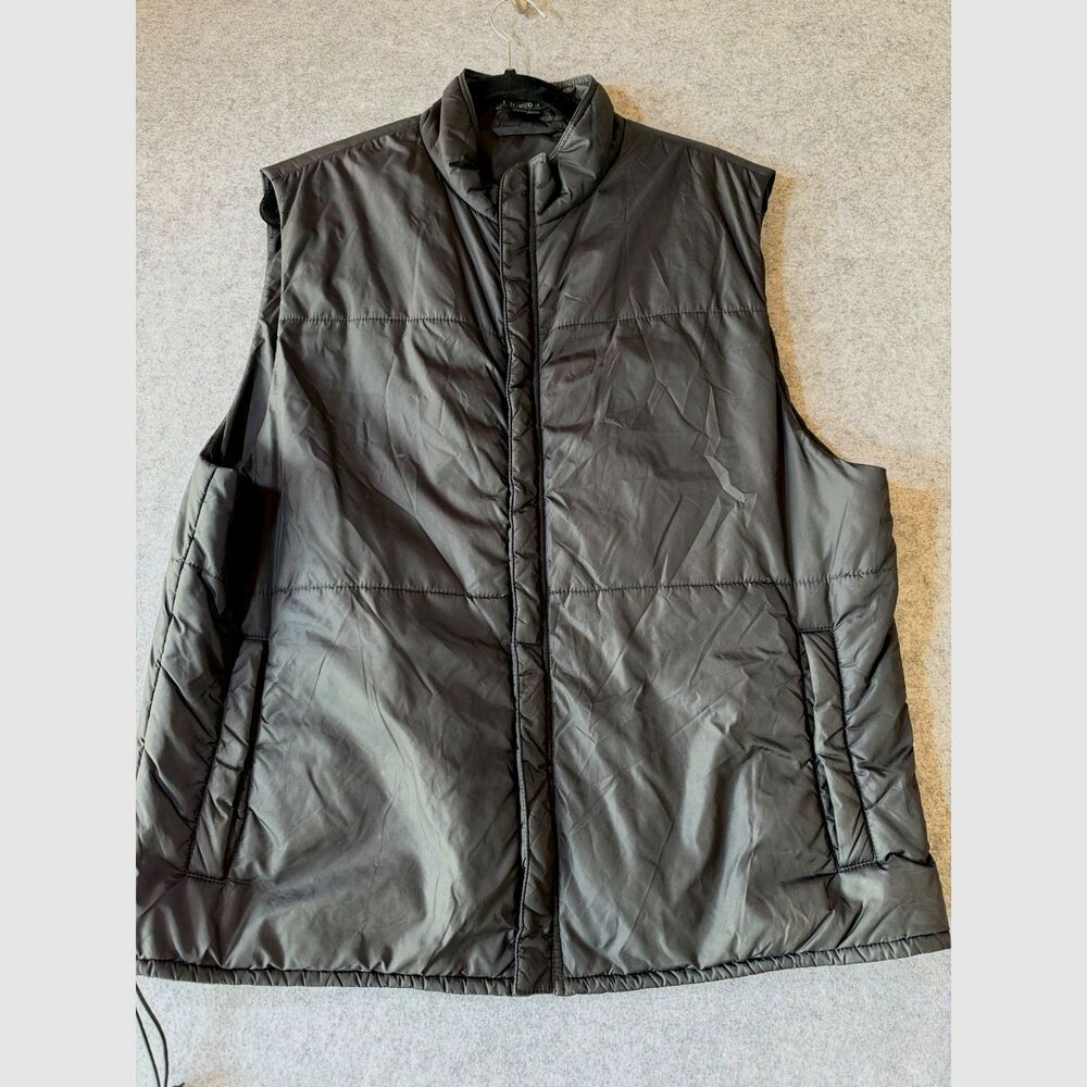 Men's THEORY Black Puffer Vest Jacket Full Zip Stand Collar Sz XL Fall Winter
